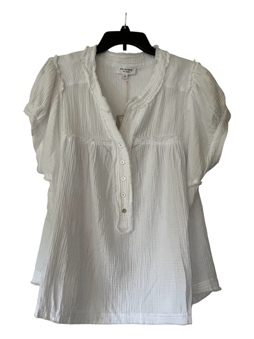 ee:some Women’s White blouse gauzy oversized relaxed blouse top size small New